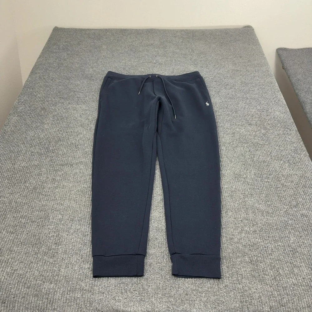 Polo Ralph Lauren Joggers Mens XL Navy Blue Polyester Cotton Cuffed Athleisure